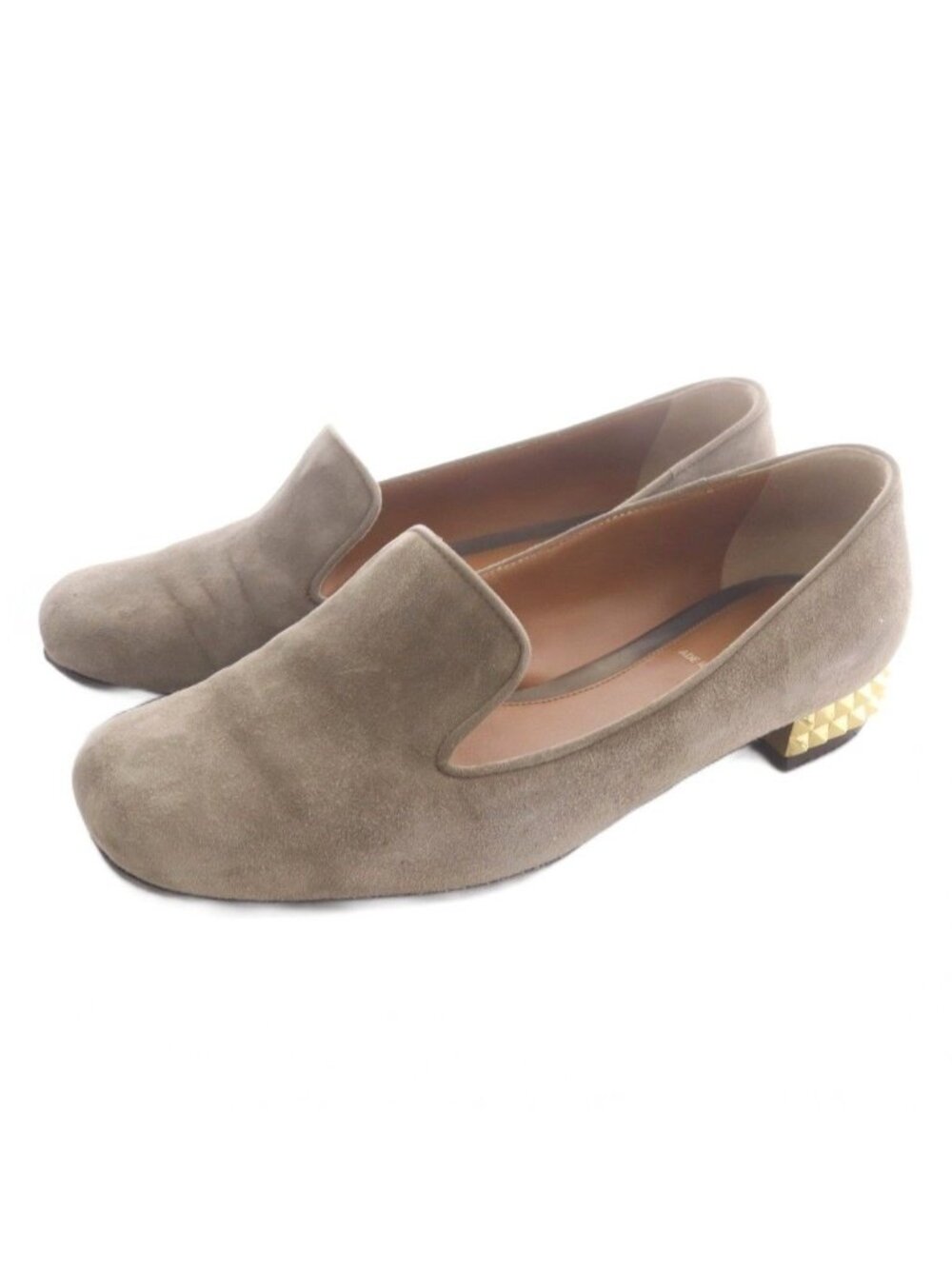 Fendi Studded Heels Square Toe Pumps Shoes Brown